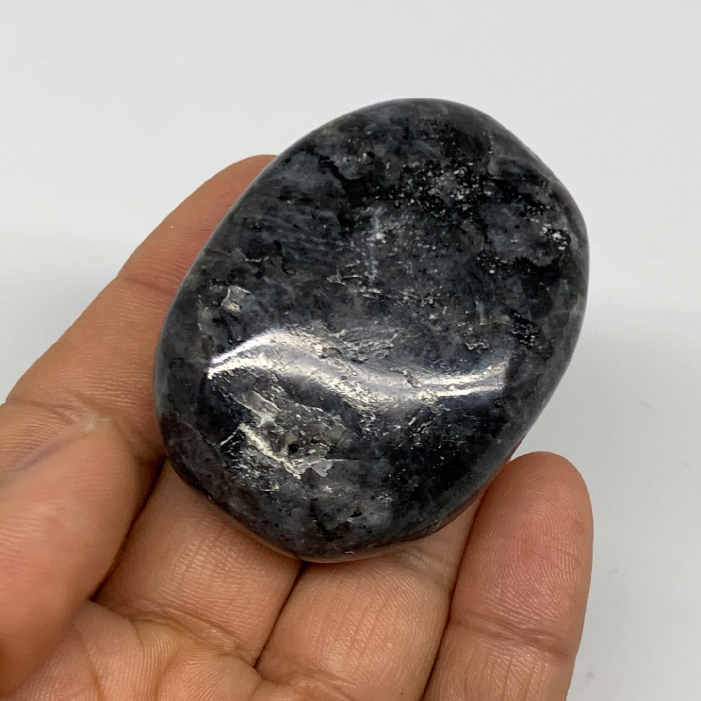 79.8g,2.1"x1.6"x0.8", Labradorite Palm-stone Tumbled Reiki @Madagascar,B25064