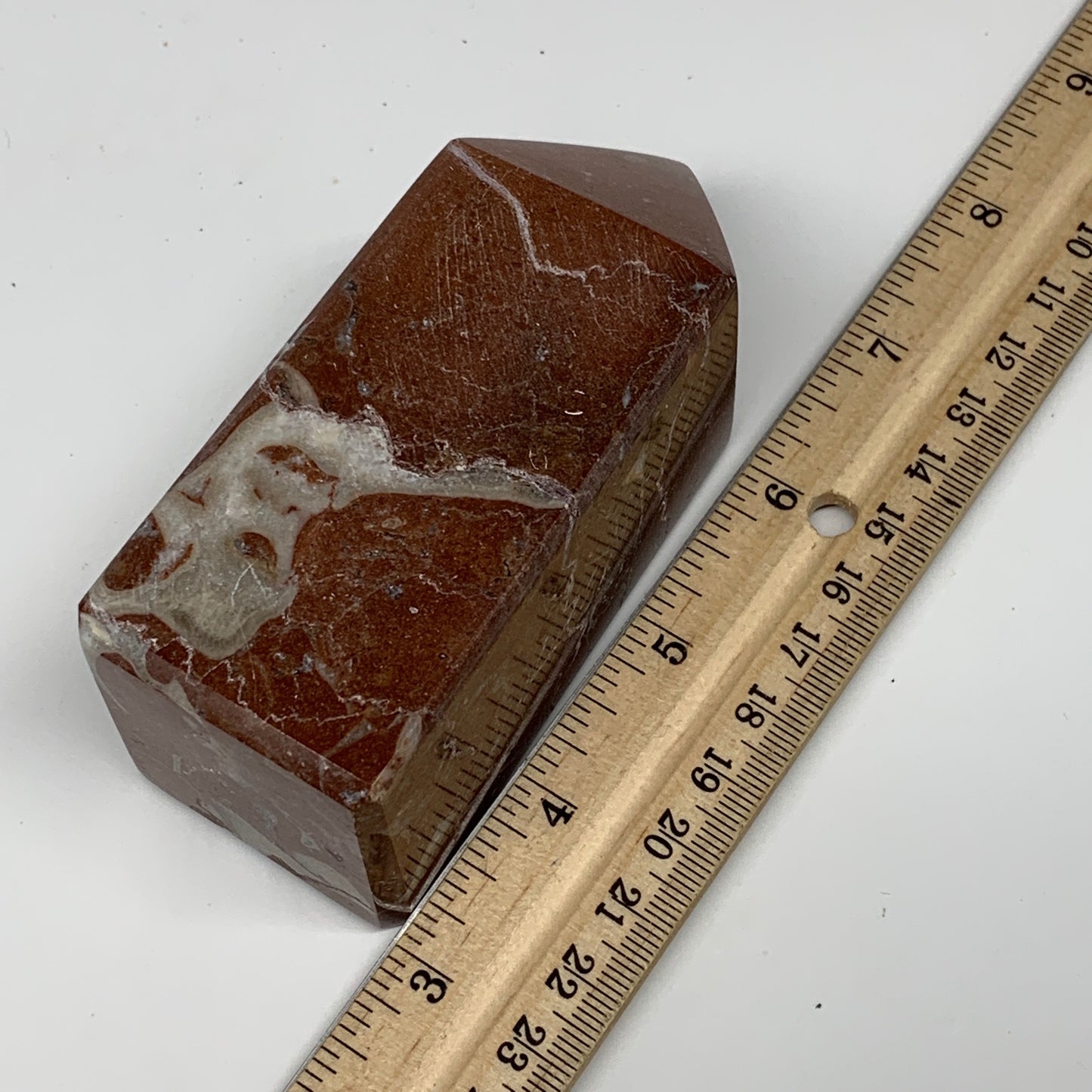 392.7g, 3.9" x 1.6" Natural Red Shell Fossils Tower Obelisk Wand @Morocco, F903