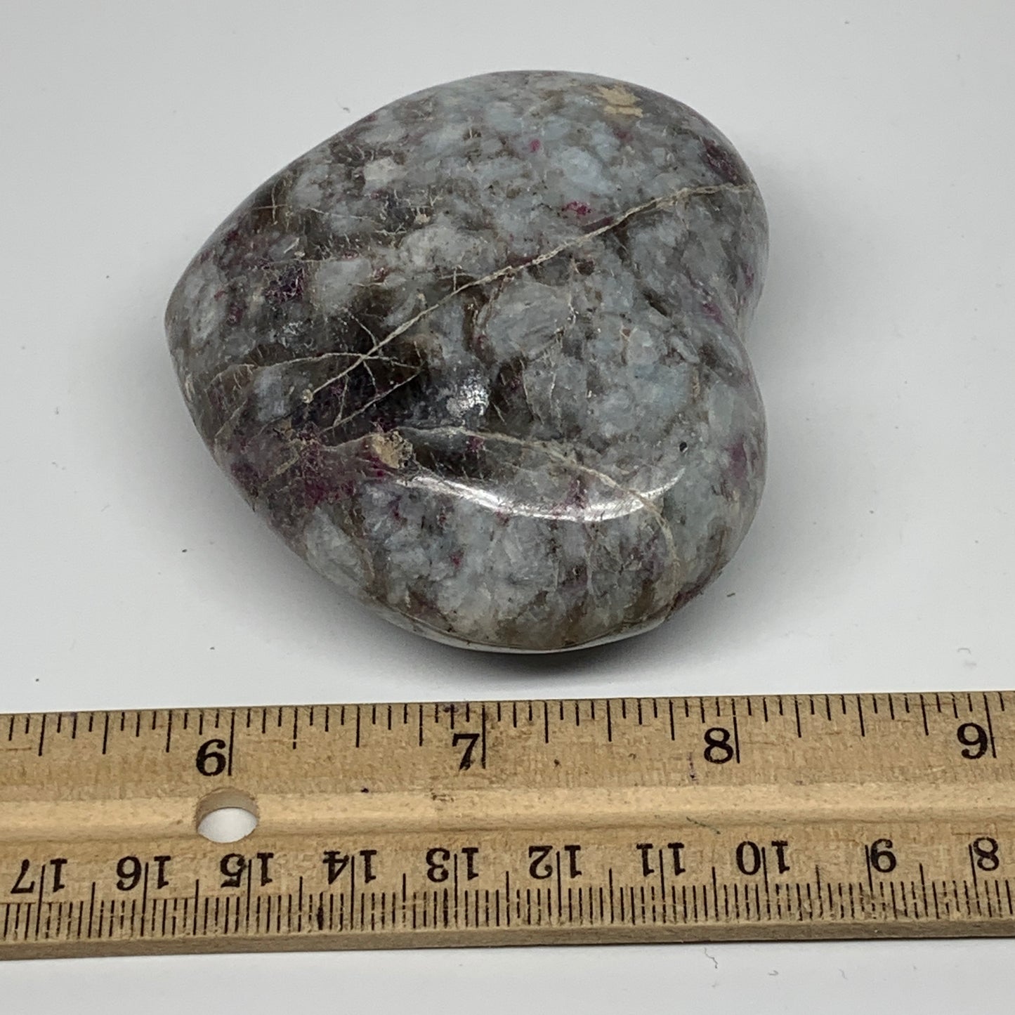 224.5g, 2.5"x2.9"x1.3" Rubellite Heart Polished Healing Crystal Gemstone, B3698