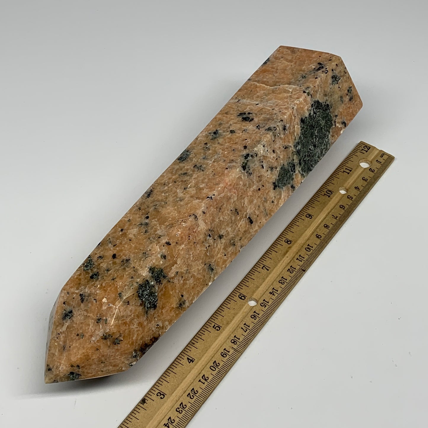 2095g, 10.75"x3"x2.5" Orange Calcite Tower Point Crystal @Madagascar,B15067