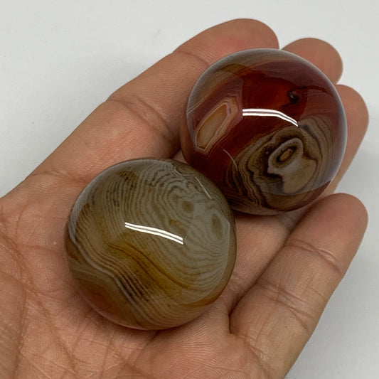 122.7g, 1.4"(34mm)-1.4"(35mm), 2pcs, Sardonyx Sphere Ball Crystal @Brazil, B2303