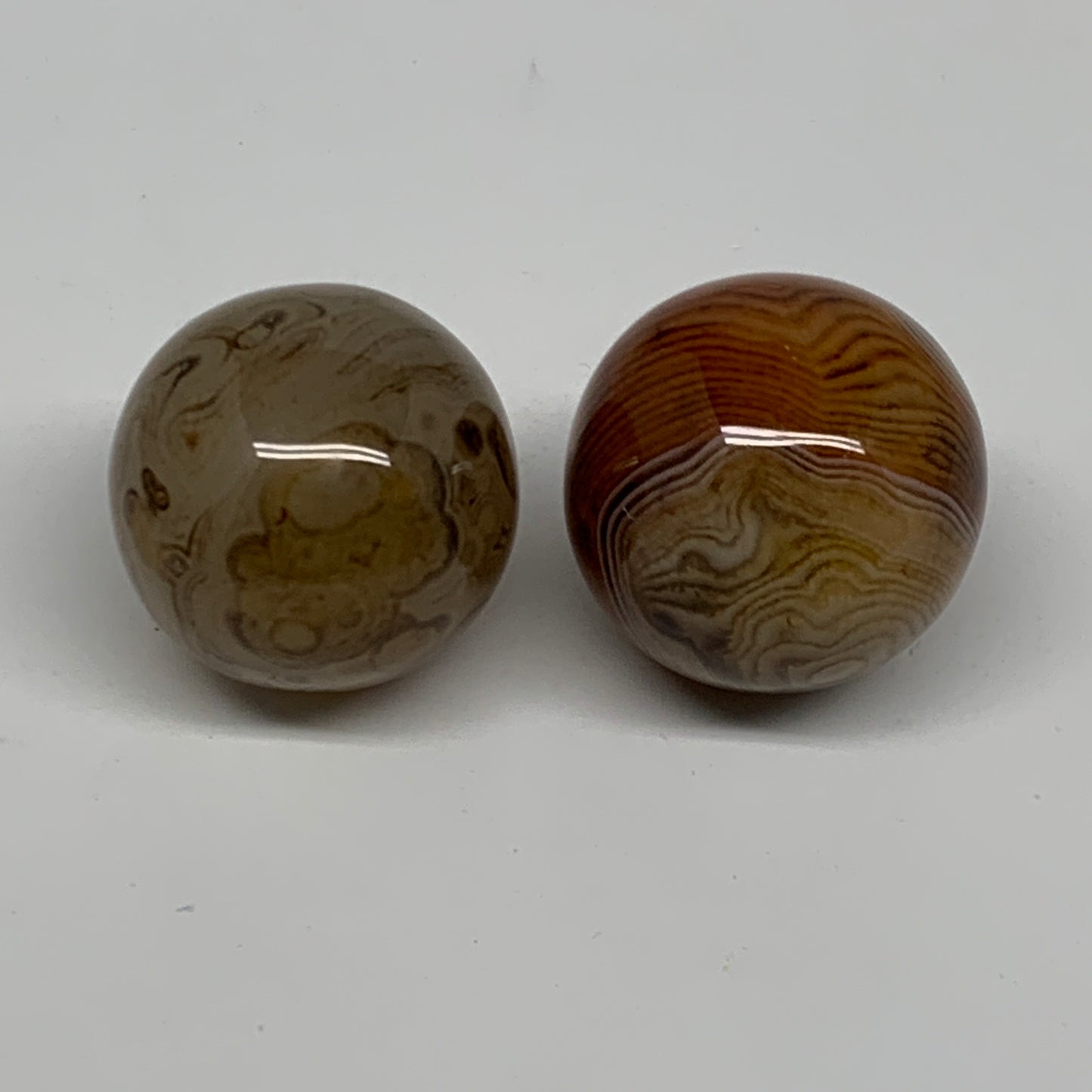 123g, 1.4"(35mm)-1.4"(36mm), 2pcs, Sardonyx Sphere Ball Crystal @Brazil, B23042