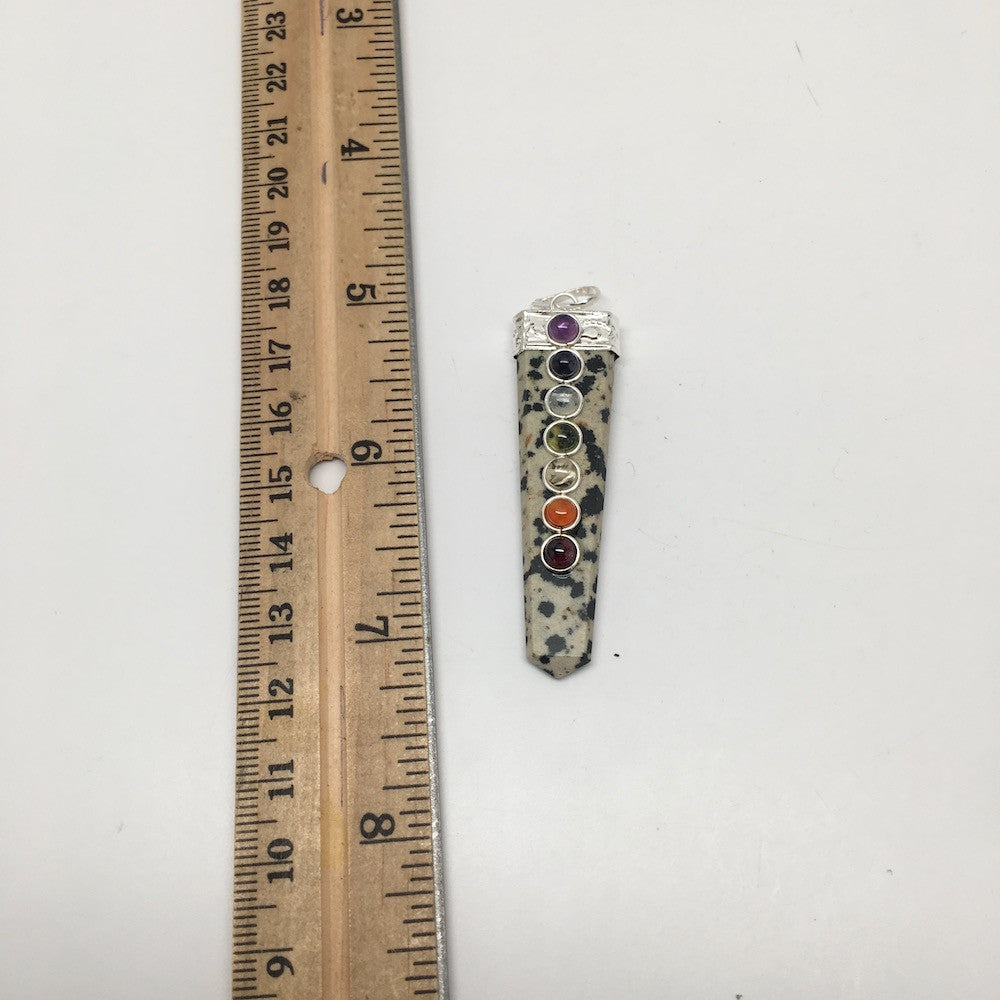 7.2 Gram 7 Chakra Spotted Stone Point Pendant Balancing Reiki Gemstones, D549