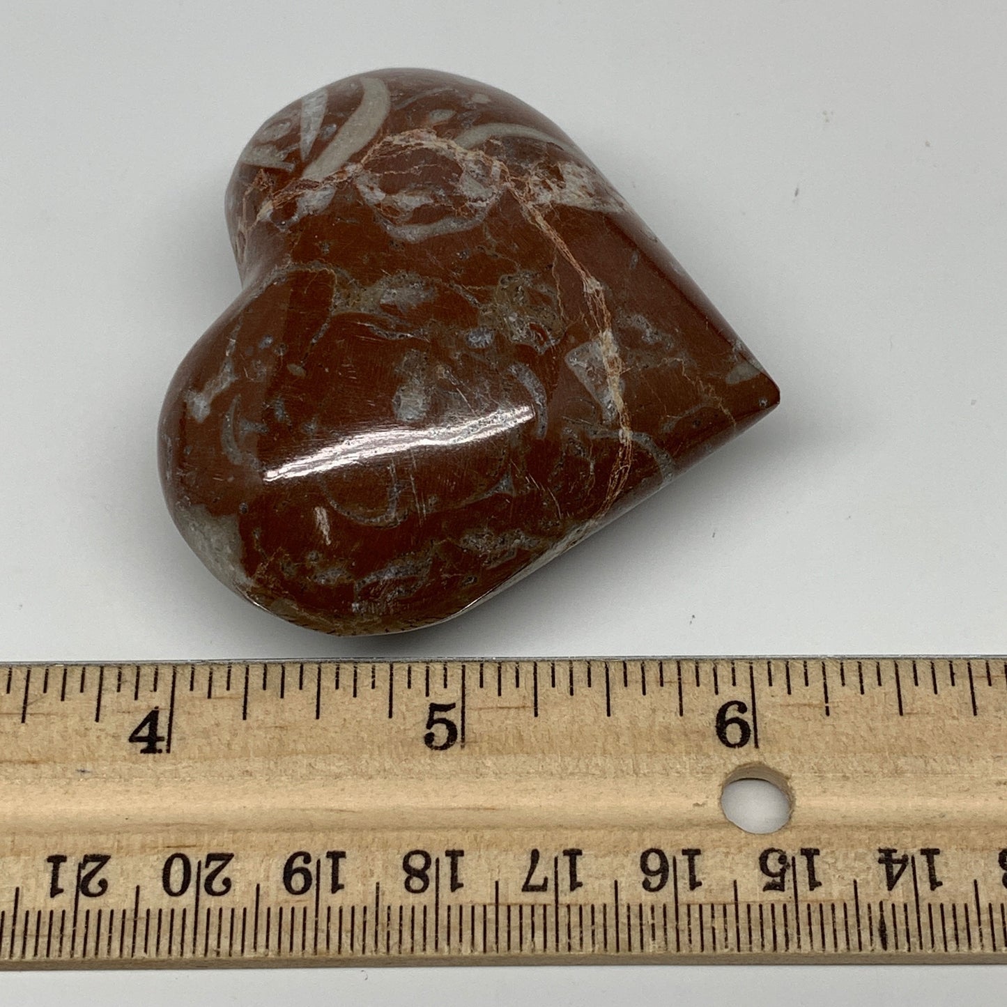 100g,2.1"x2.3"x1.1"Natural Untreated Red Shell Fossils Heart Reiki Energy,F938