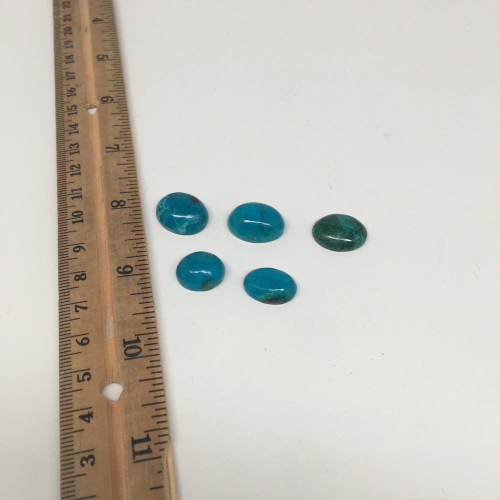 49cts, 5pcs,Natural Oval Shape Flat Bottom Chrysocolla Cabochons @Mexico,Lot21 - watangem.com