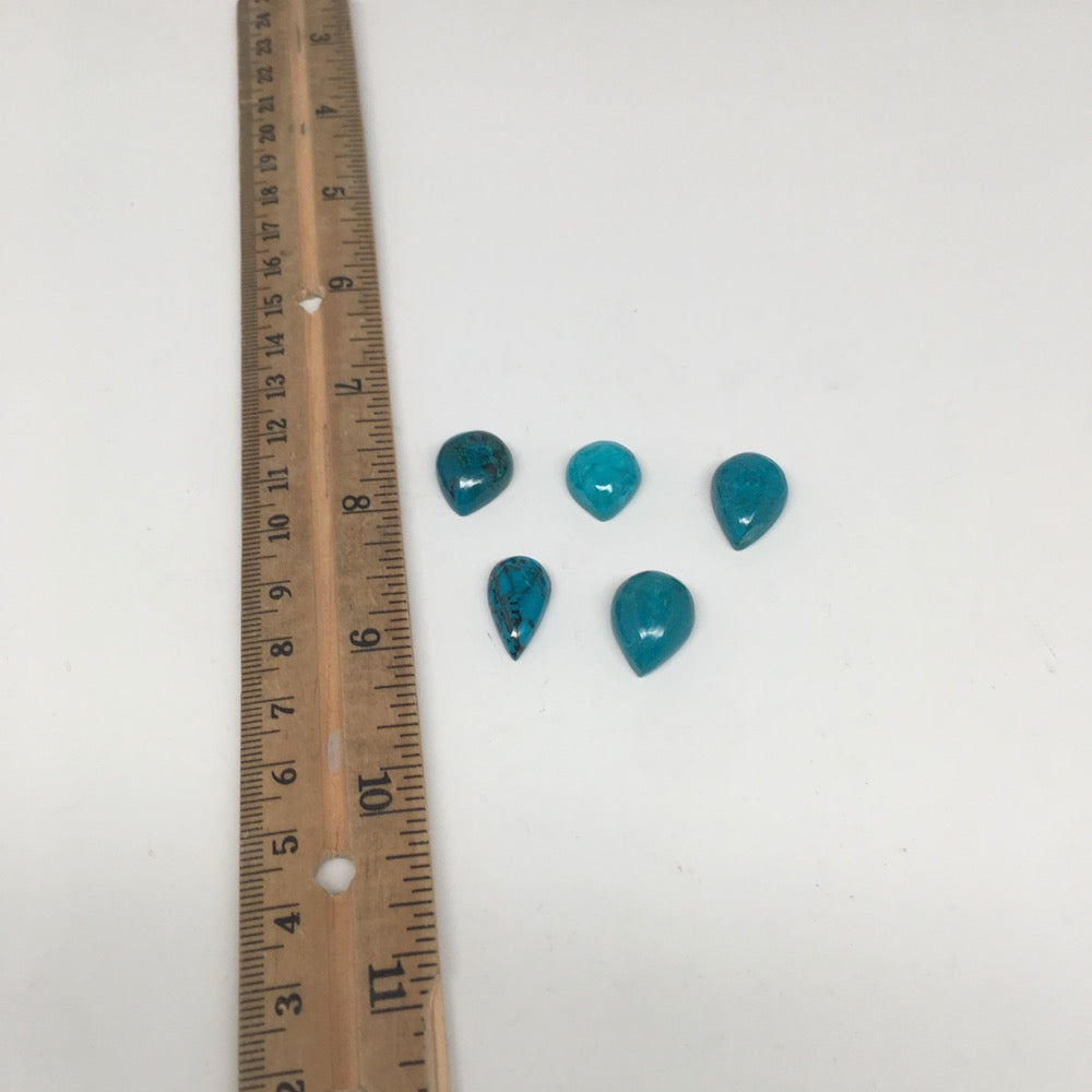 42.5 cts, 5pcs, Natural Teardrop Flat Bottom Chrysocolla Cabochons @Mexico,Lot25 - watangem.com