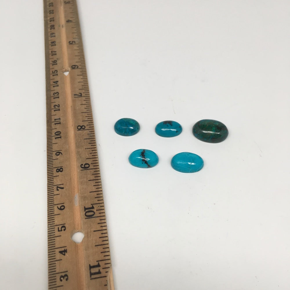 40.5 cts, 5pcs, Natural Oval Flat Bottom Chrysocolla Cabochons @Mexico,Lot30
