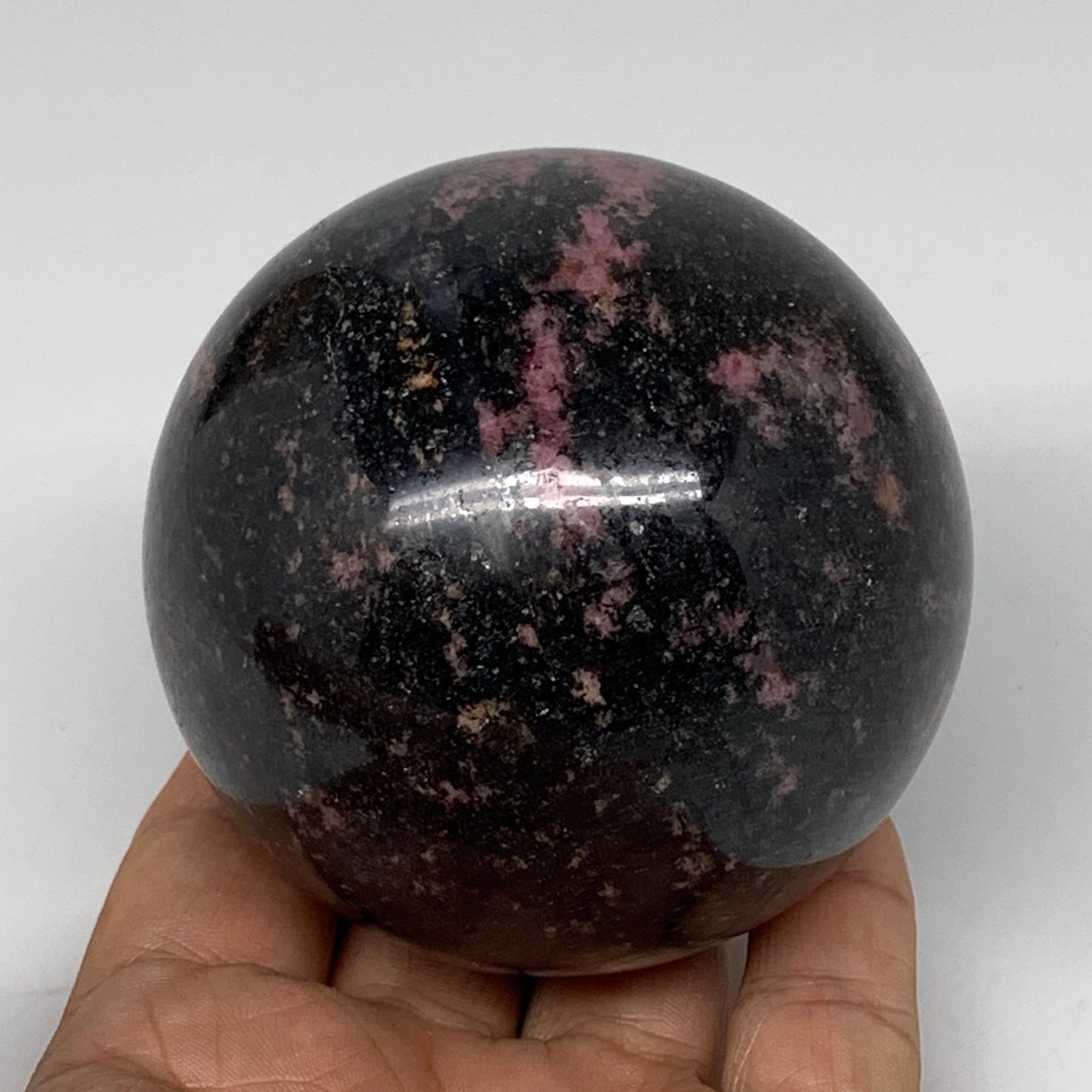 690g, 2.9" (74mm) Natural Untreated Rhodonite Sphere Ball @Madagascar, B4669