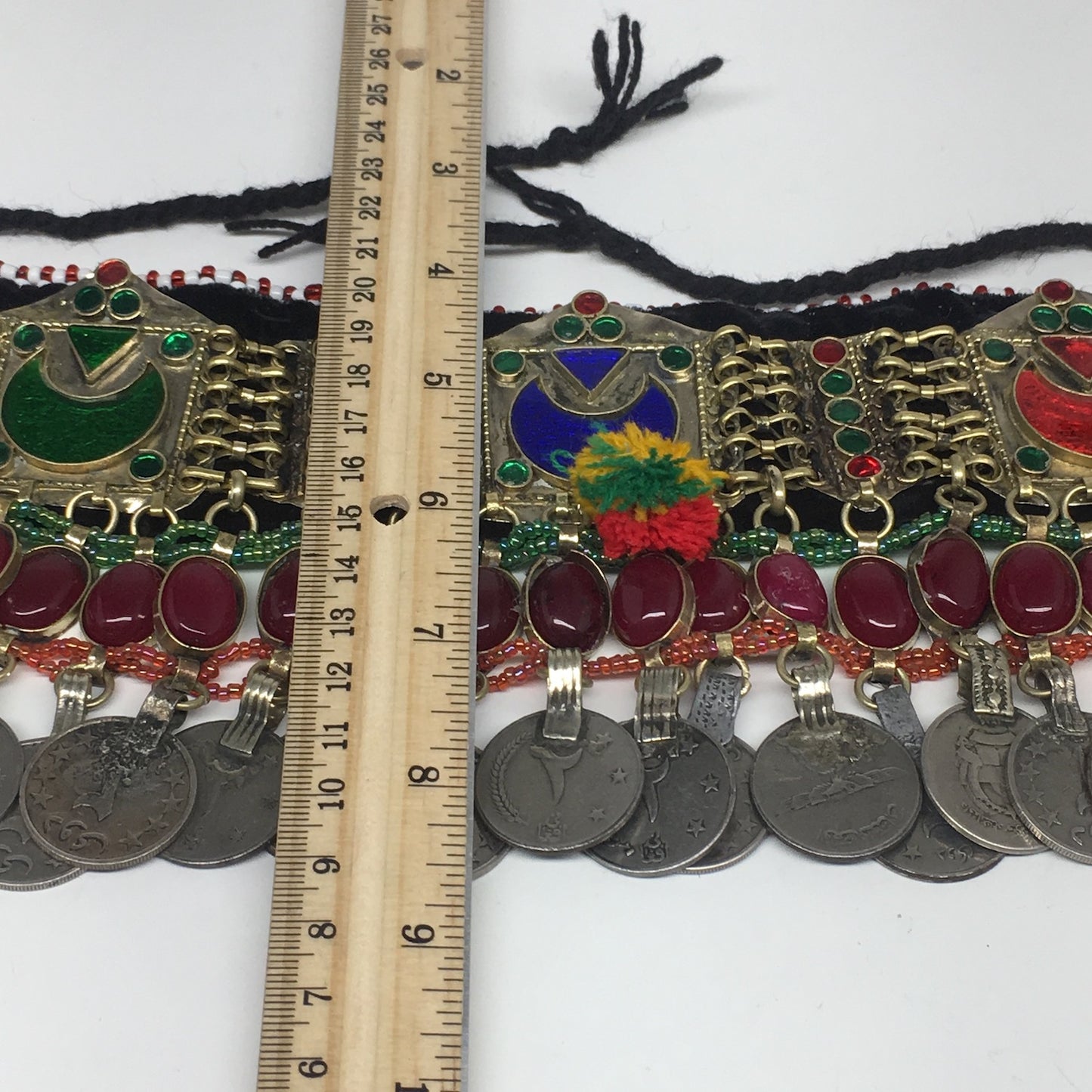 11.5"x4.5" Kuchi Choker Multi-Color Tribal Gypsy Bohemian Statement Coins,KC523