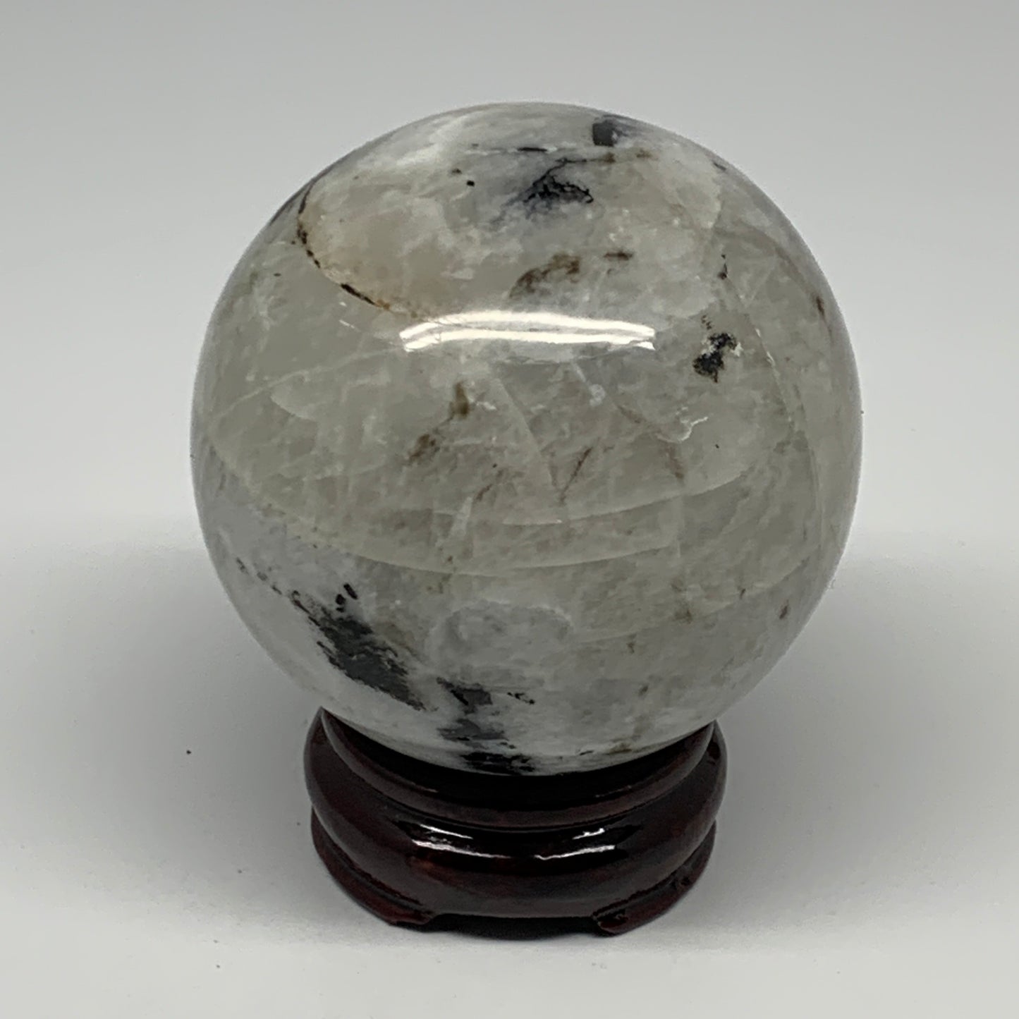 750g,3.2"(82mm), Natural Rainbow Moonstone Sphere Ball Gemstone @India,B22286