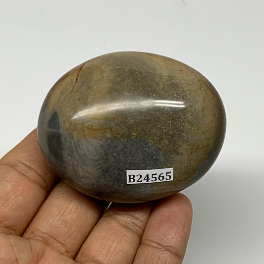 125.5g, 2.4"x2"x1.3" Polychrome Jasper Palm-Stone Reiki @Madagascar, B24565