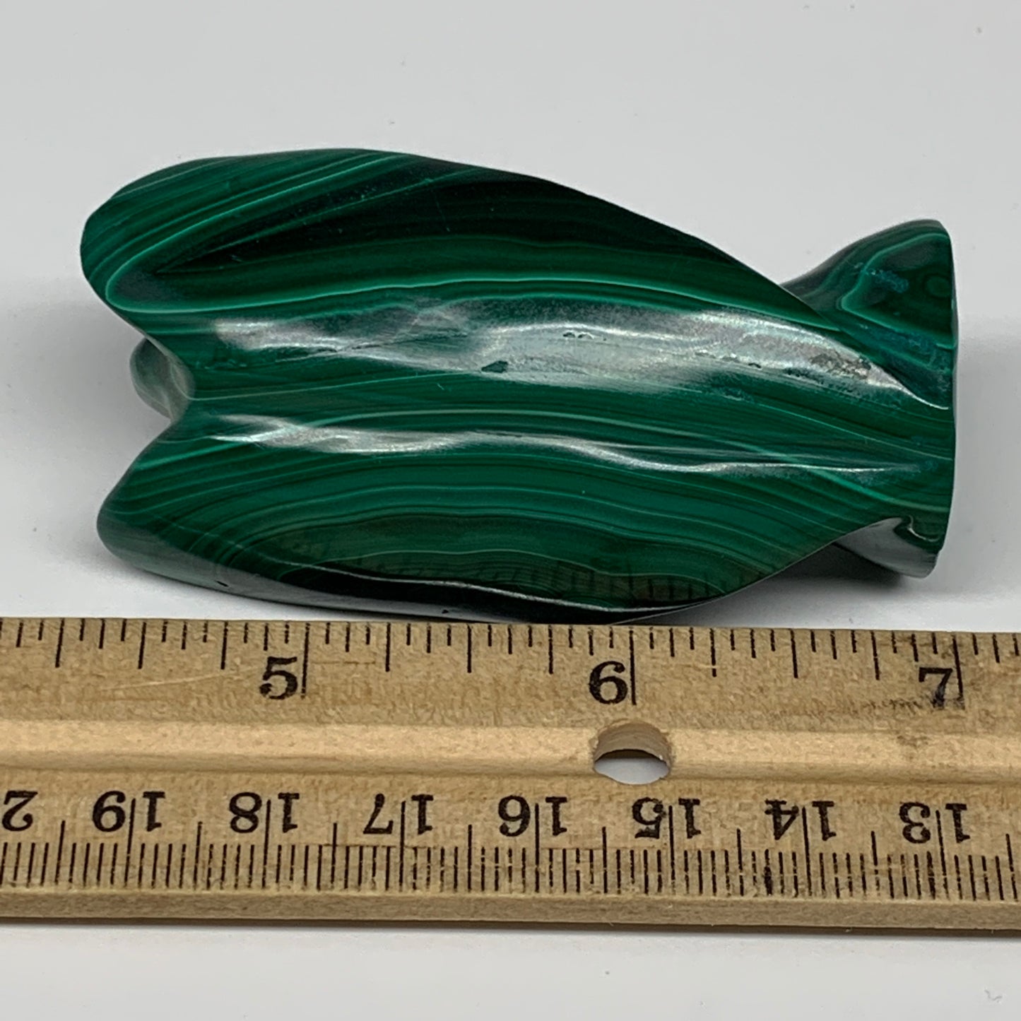 124.3g, 2.6"x1.5"x1.1" Natural Untreated Malachite Angel Figurine @Congo, B7332