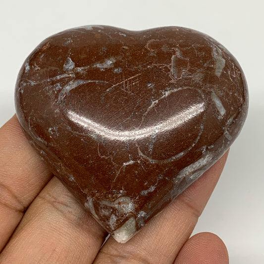 63.8g, 2" x 2.2"x 0.6", Natural Untreated Red Shell Fossils Half Heart @Morocco,