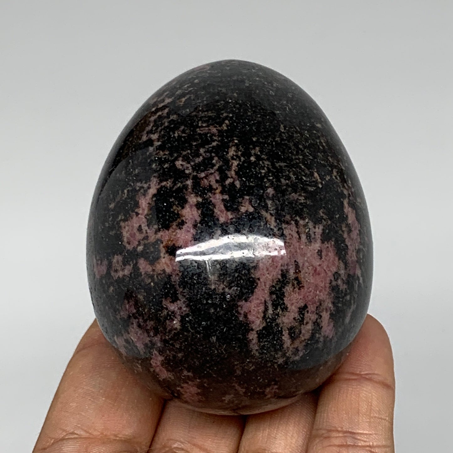409.4g, 2.8"x2.2" Natural Untreated Rhodonite Egg from Madagascar, B4707
