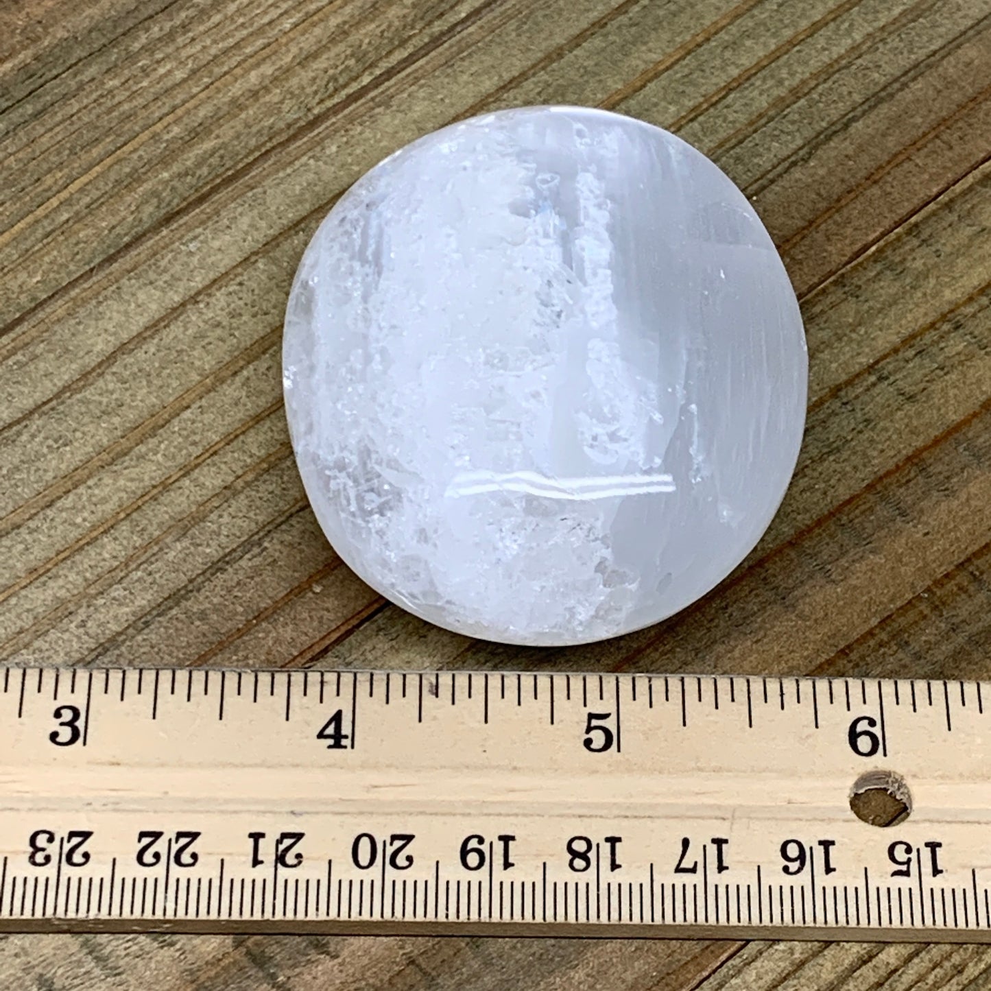 102g, 2.4"x2"x1.1", White Selenite Palmstone Crystal Reiki Morocco, B11855