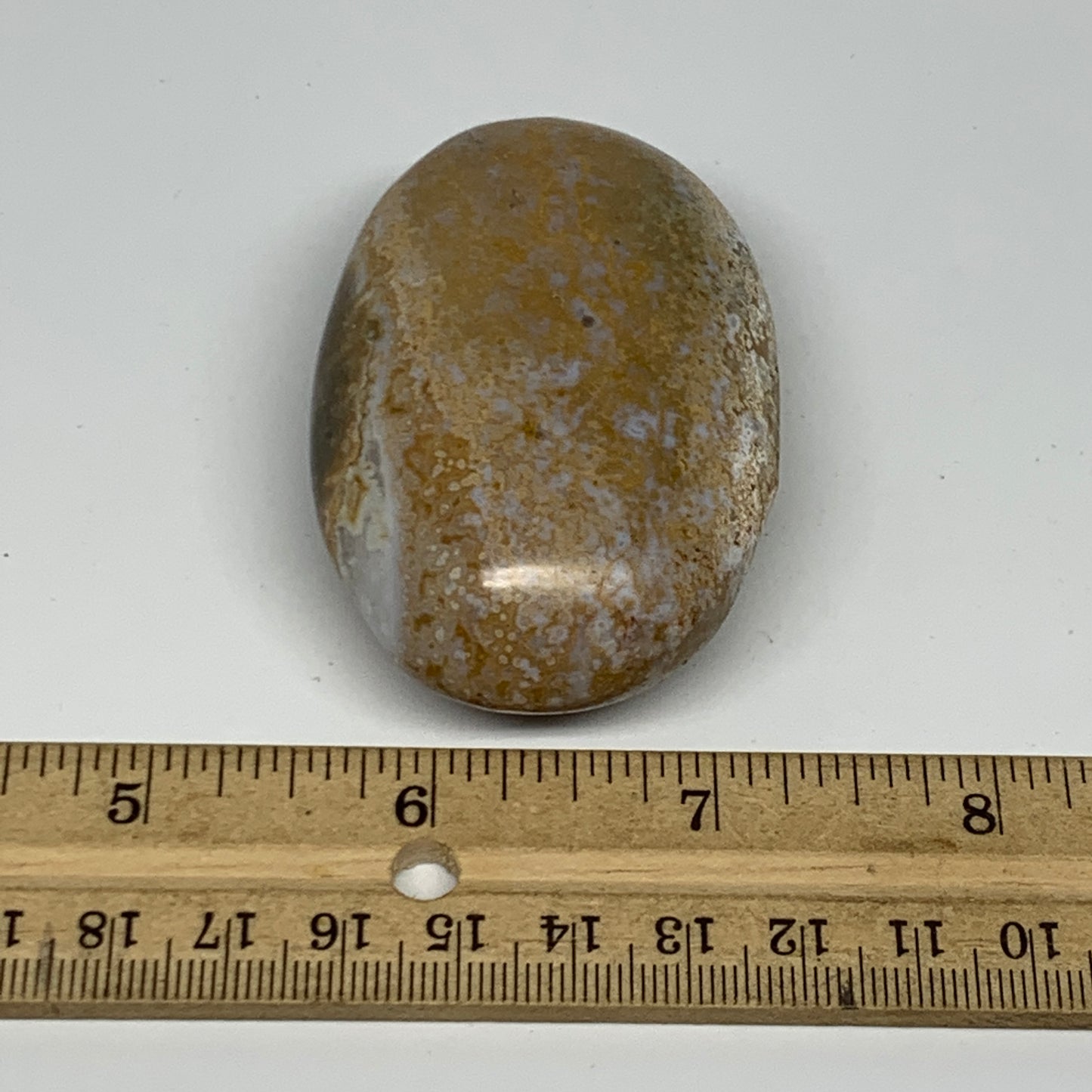 109g, 2.7"x1.7"x1" Ocean Jasper Palm-Stone Orbicular Jasper Reiki Energy,B16719