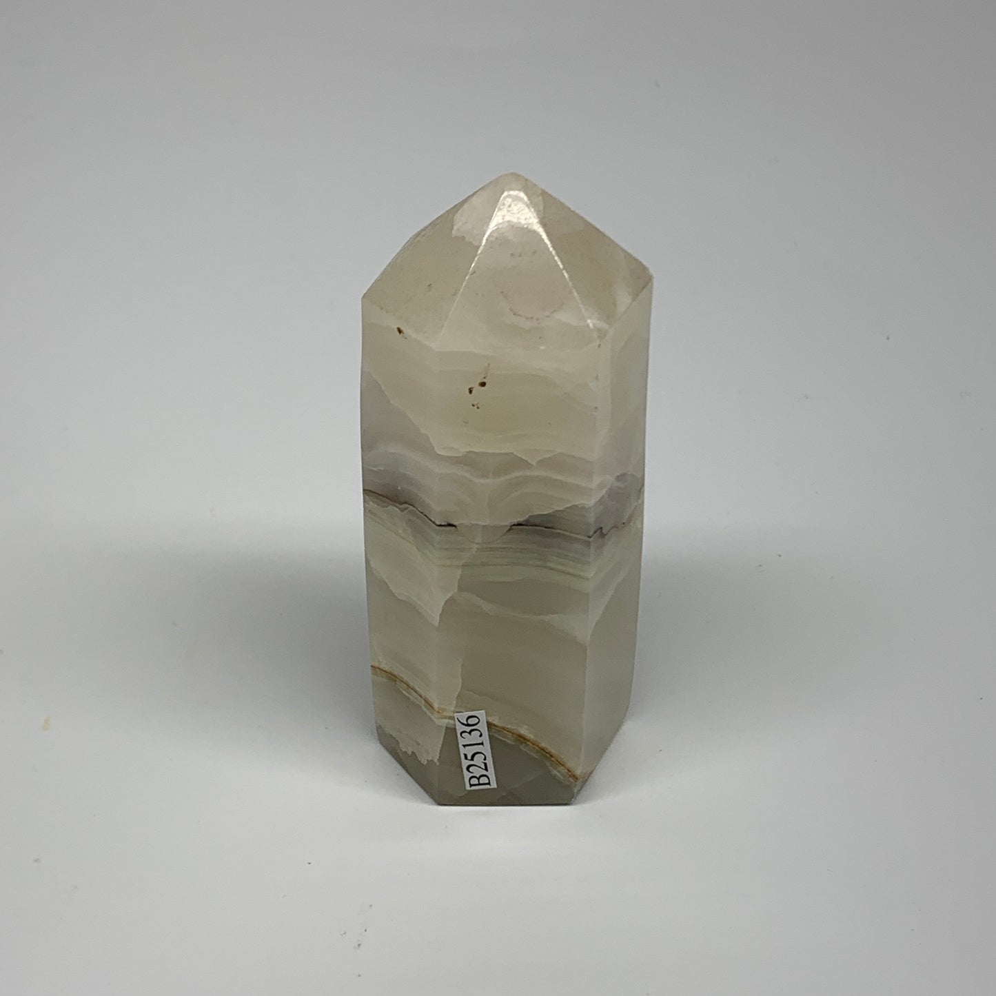 199.9g, 3.5"x1.4" Banded Onyx Point Tower Obelisk Crystal @Pakistan, B25136