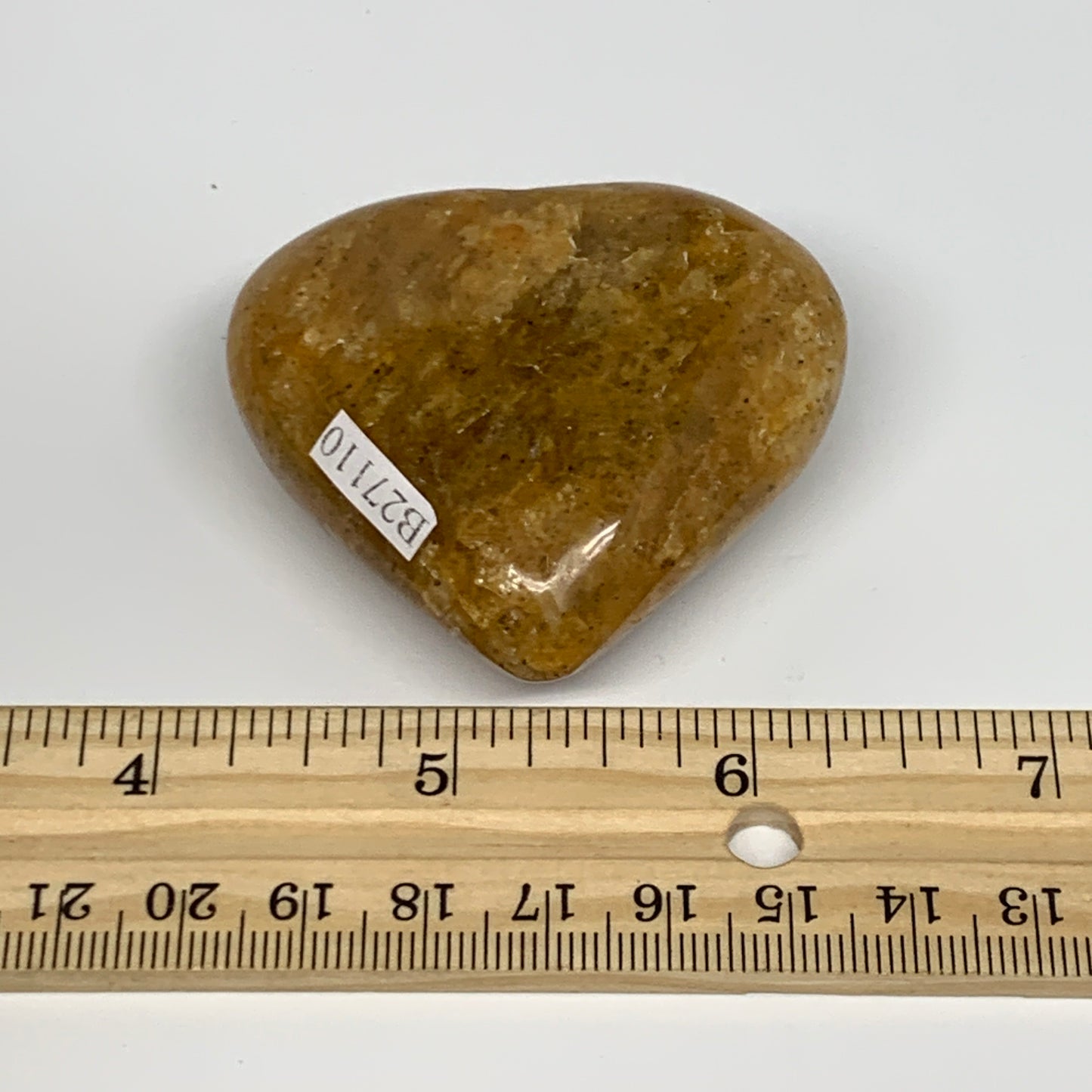88g, 2"x2.2"x0.9", Natural Golden Quartz Heart Small Polished Crystal, B27110