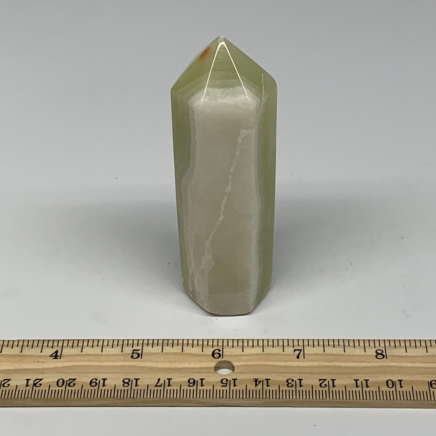 0.34 lbs, 3.9"x1.1" Green Onyx Point Tower Obelisk Crystal @Afghanistan, B25463