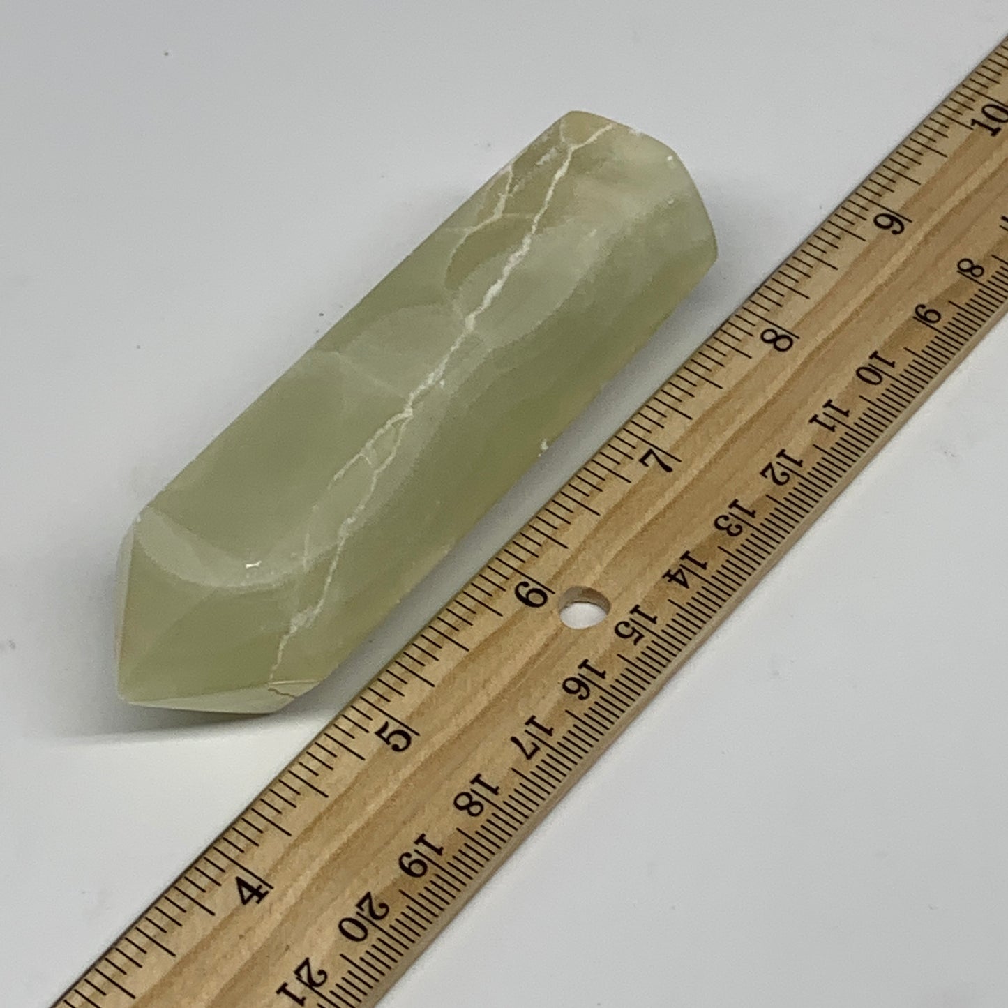 0.34 lbs, 3.9"x1.1" Green Onyx Point Tower Obelisk Crystal @Afghanistan, B25463
