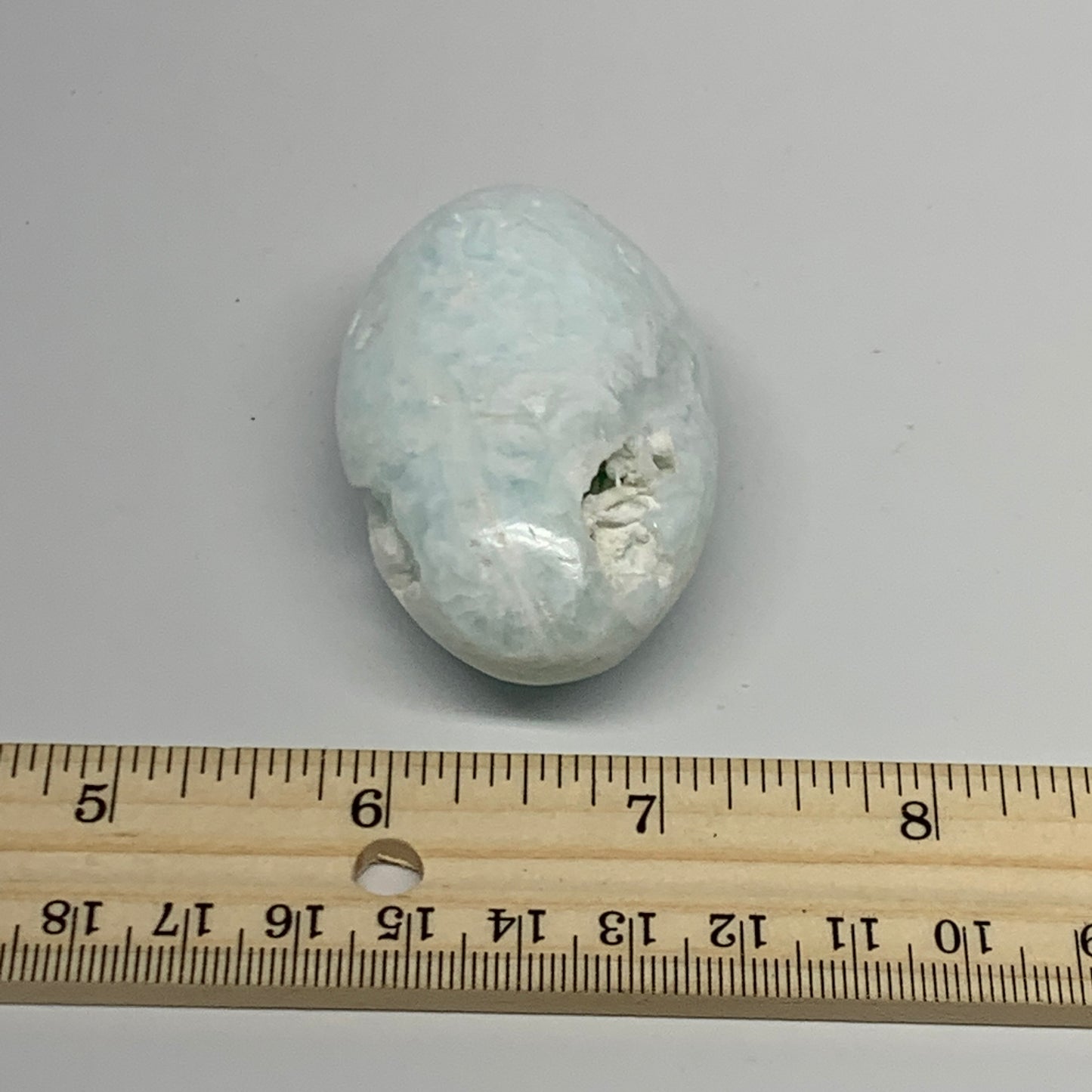 81g, 2.4"x1.6"x1.1" Natural Blue Aragonite Calcite Palm-Stone @Afghanistan, B231