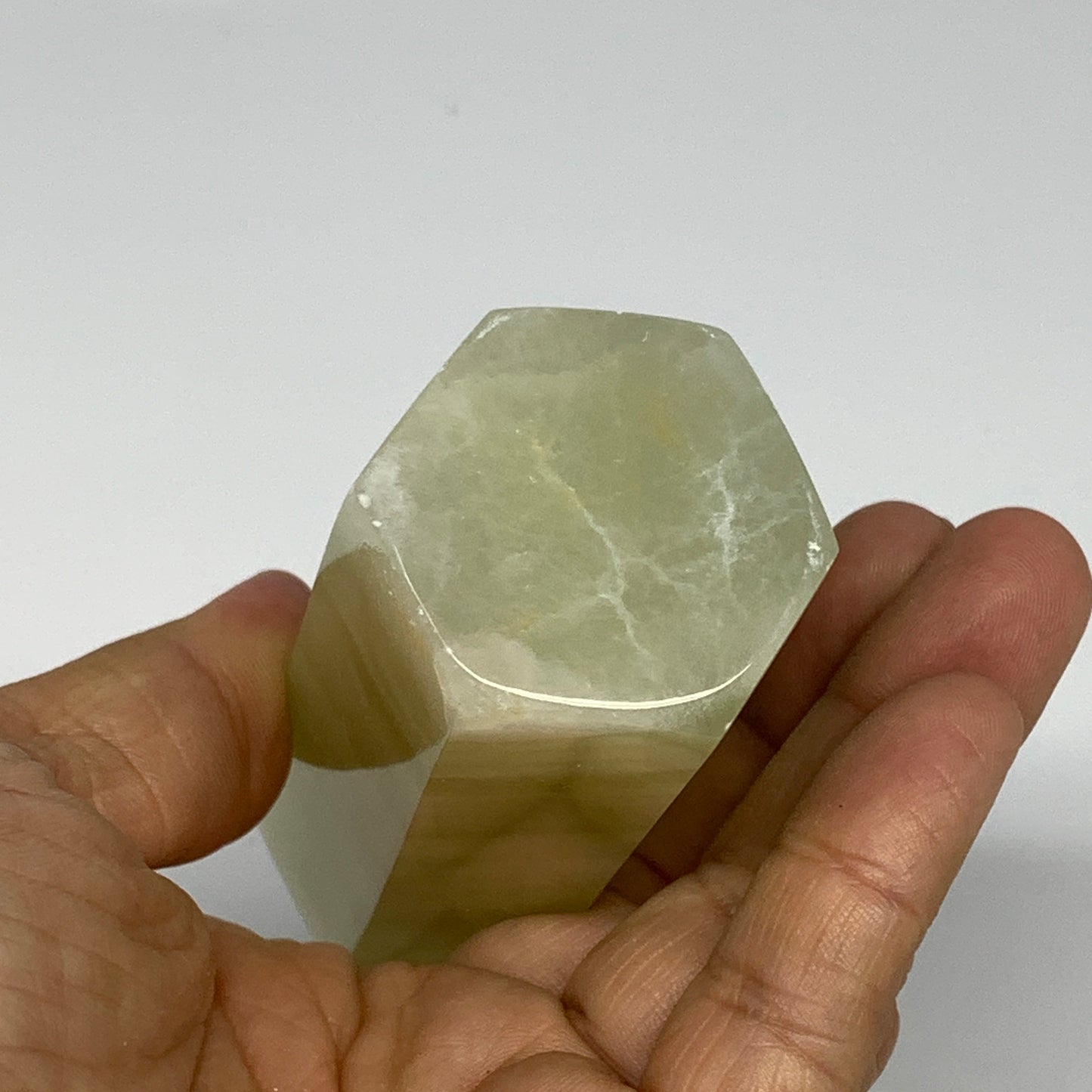 0.54 lbs, 4.4"x1.3" Green Onyx Point Tower Obelisk Crystal @Afghanistan, B25468