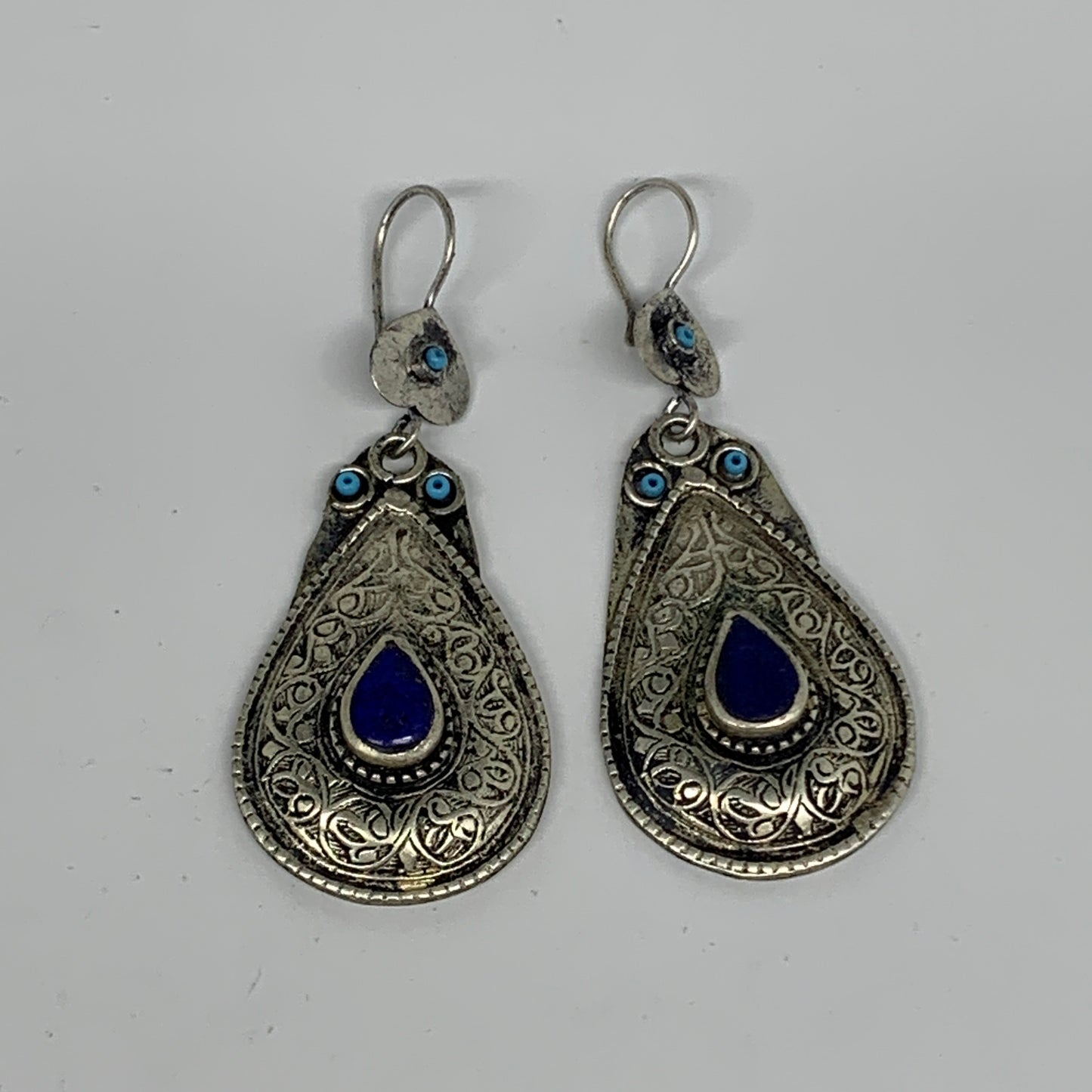 1pc, 2.8"x1.1" Turkmen Earring Tribal Jewelry Lapis Lazuli Teardrop Boho, B14245