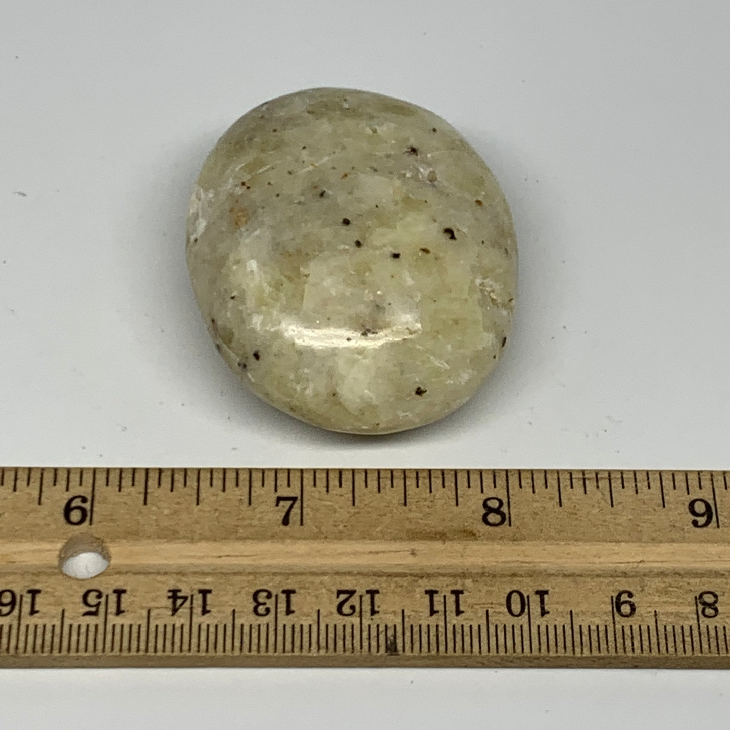 80.3g, 2.1"x1.7"x0.9", Natural Yellow Calcite Palm-Stone Crystal Polished Reiki,