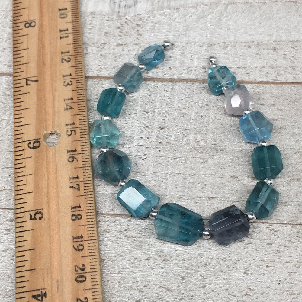 100.5cts, 13pcs, 8mm-15mm Blue Fluorite Gemstone Faceted Beads @Afghanistan,BE28