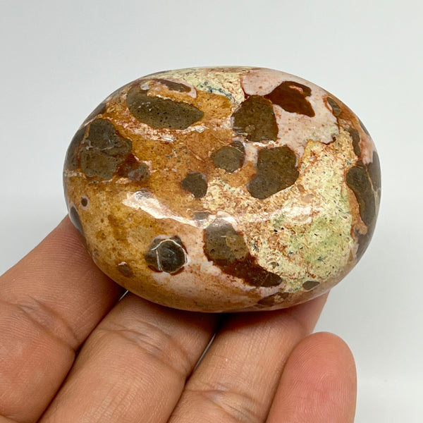 104.5g, 2.2"x1.7"x1", Natural Fruit Jasper Palm-Stone Gemstone @India, B21897