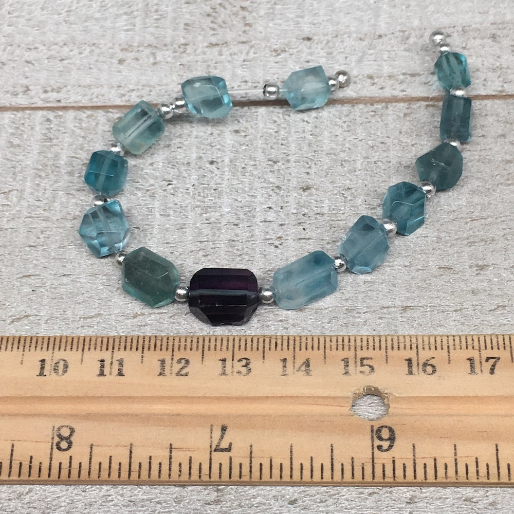 62cts, 13pcs, 7mm-12mm Blue Fluorite Gemstone Faceted Beads @Afghanistan,BE29