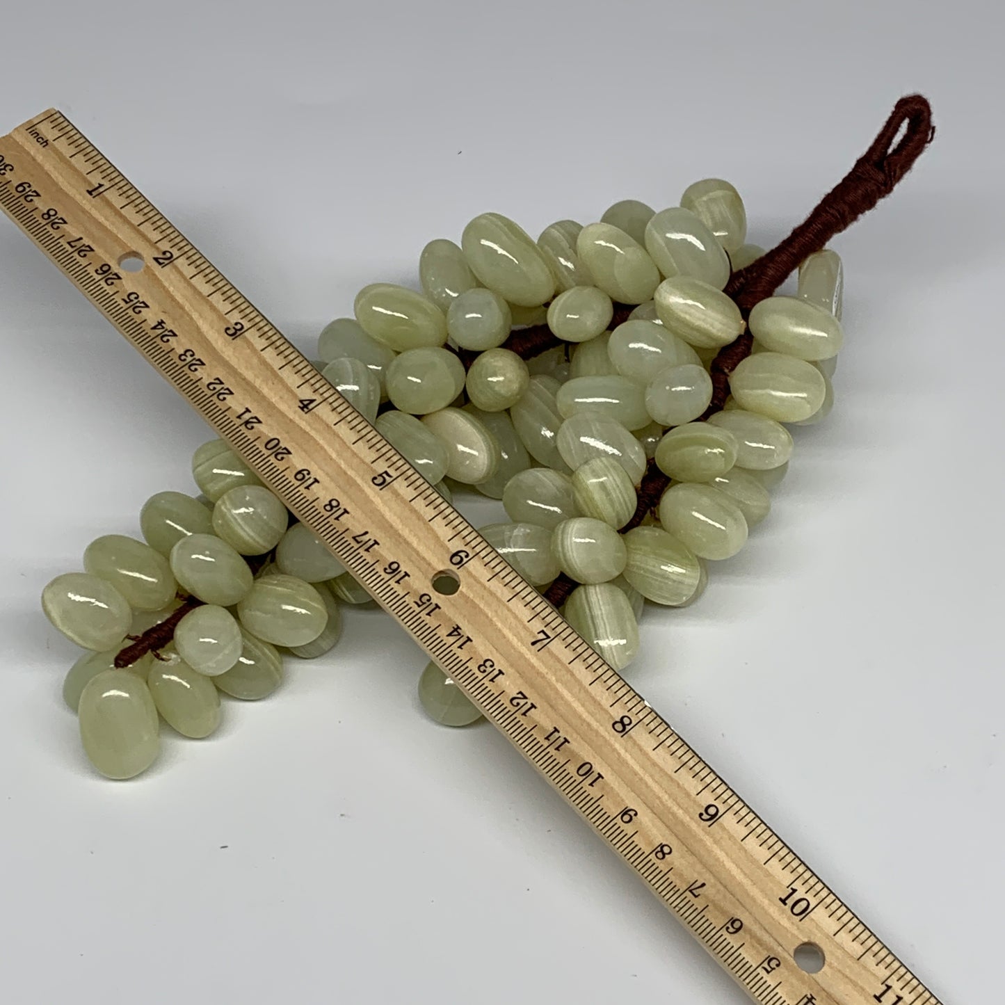 805g, 9"x4" Green Onyx Grape Bunch Stone Marble Decor @Pakistan,B25485