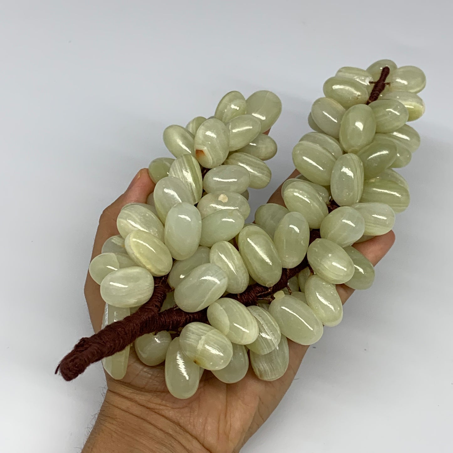 805g, 9"x4" Green Onyx Grape Bunch Stone Marble Decor @Pakistan,B25485