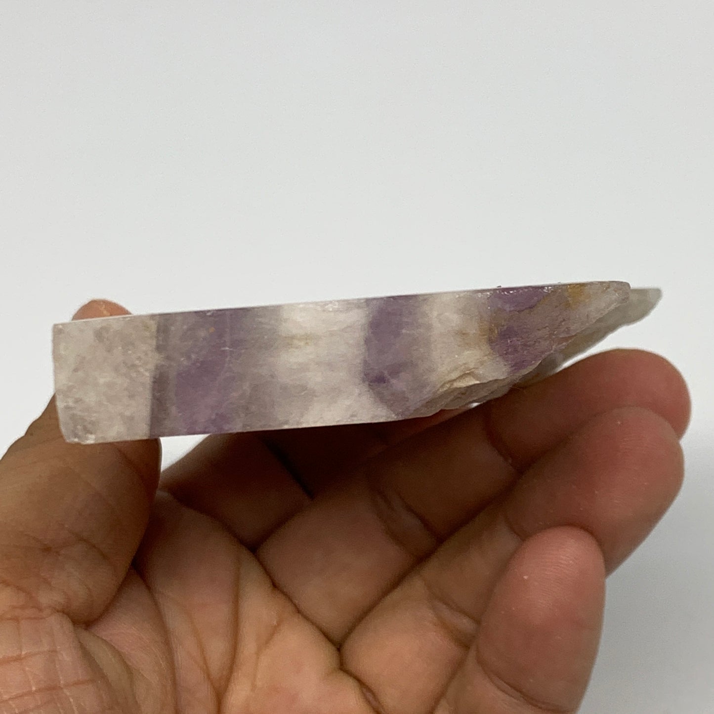 137.6g, 3.6"x2.7"x0.6", One face polished Banned Amethyst, One face semi polishe