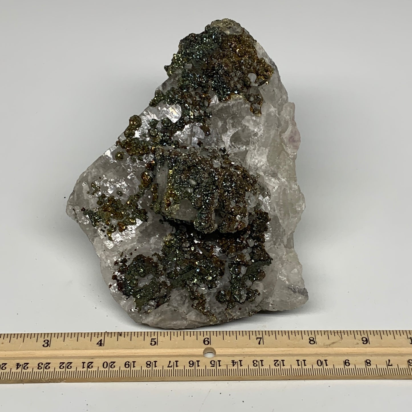 1774g, 6.1"x5"x3.6", UV Reactive Chalcopyrite Cluster Fluorite Mineral Specimen,