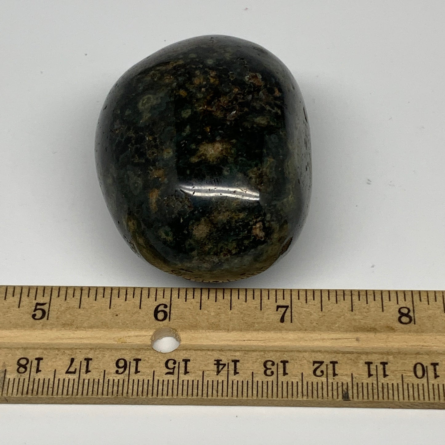 156.9g, 2.4"x1.9"x1.5" Ocean Jasper Palm-Stone Orbicular Jasper Reiki Energy,B15