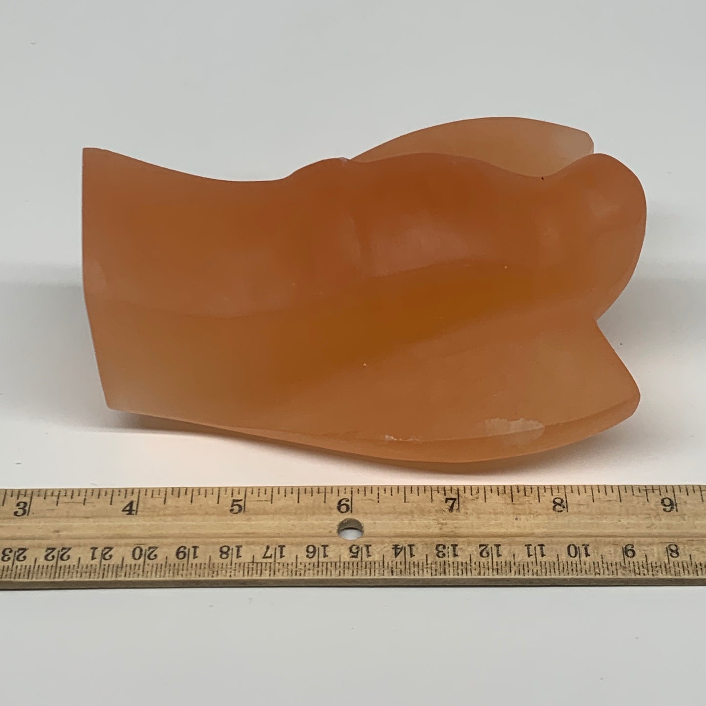 766g, 5"x3.4"x2.5"" Orange Selenite (Satin Spar) Angel Crystal @Morocco,B9401