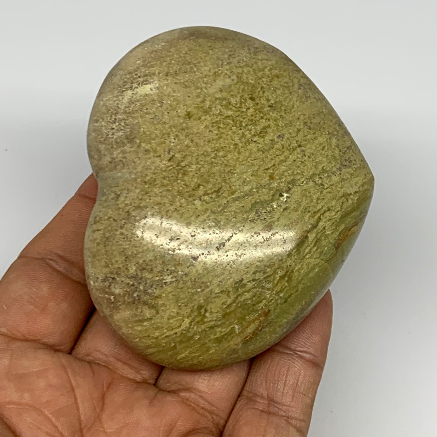 153.1g,2.3"x3"x1.3", Green Opal Heart Polished Gemstone @Madagascar, B17576