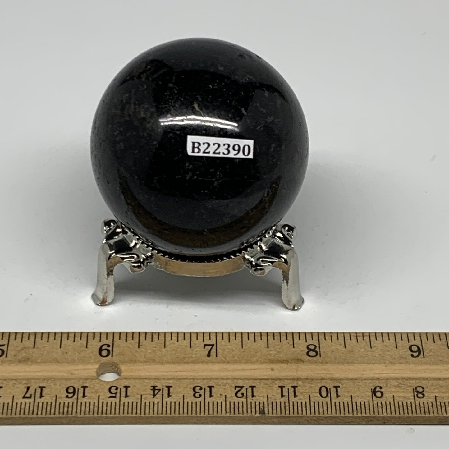 247.5g,2.1"(53mm), Natural Black Tourmaline Sphere Ball Gemstone @Brazil,B22390