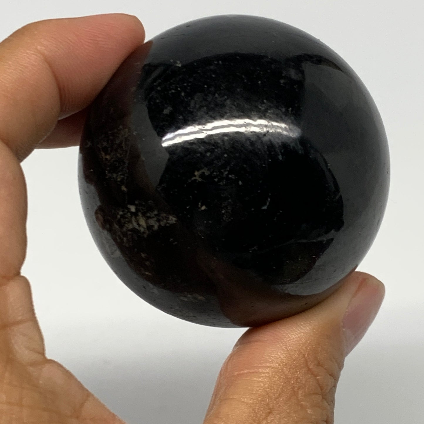 228.2g,2"(52mm), Natural Black Tourmaline Sphere Ball Gemstone @Brazil,B22391