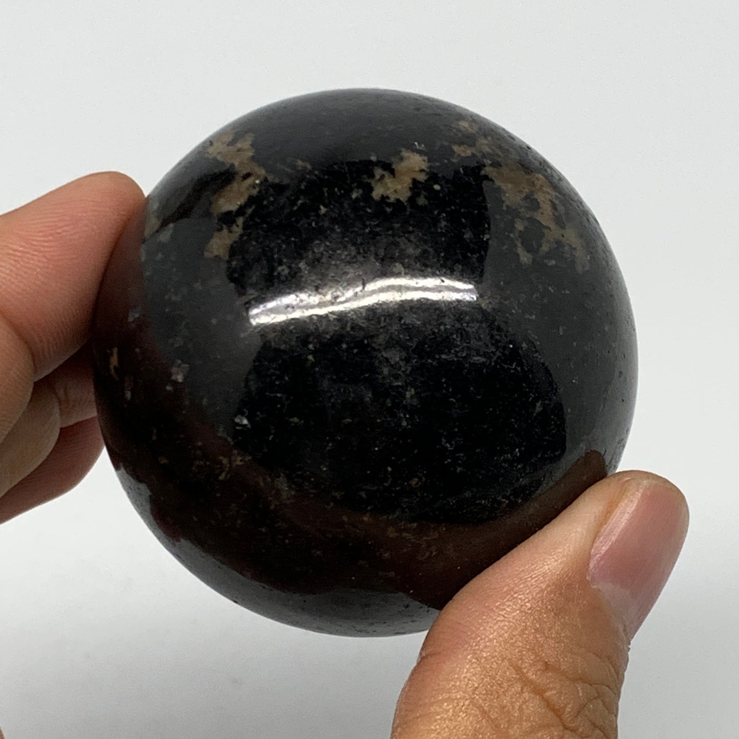 249.1g,2.1"(54mm), Natural Black Tourmaline Sphere Ball Gemstone @Brazil,B22393