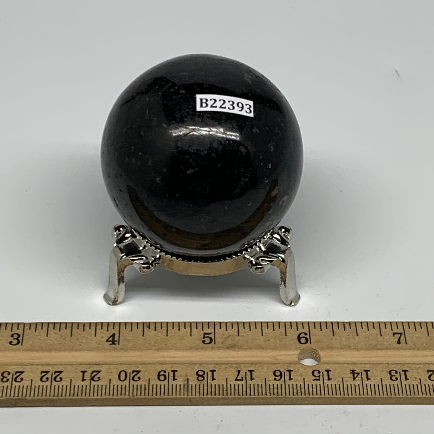 249.1g,2.1"(54mm), Natural Black Tourmaline Sphere Ball Gemstone @Brazil,B22393