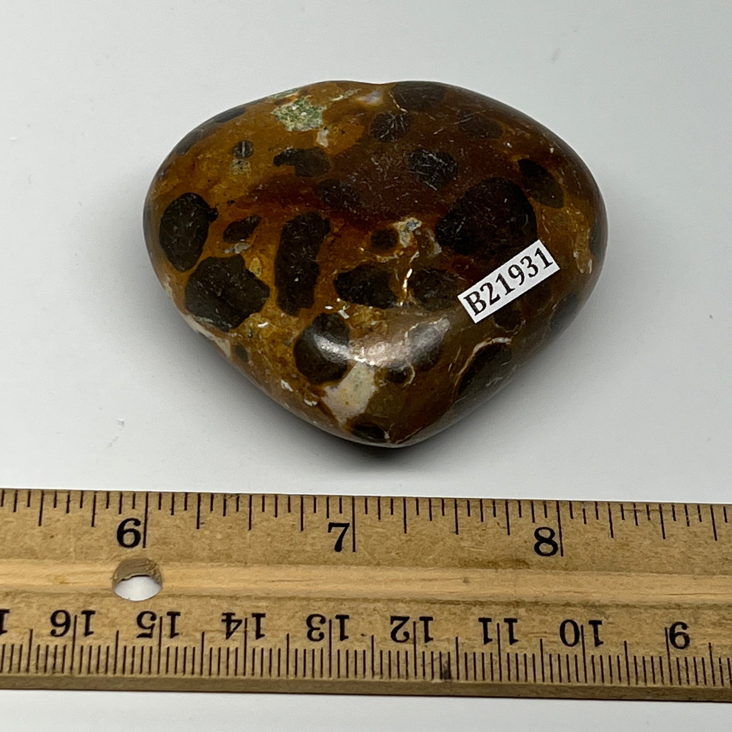 127.9g,2.2"x2.4"x1.1" Fruit Jasper Heart Polished Healing Home Decor, B21931