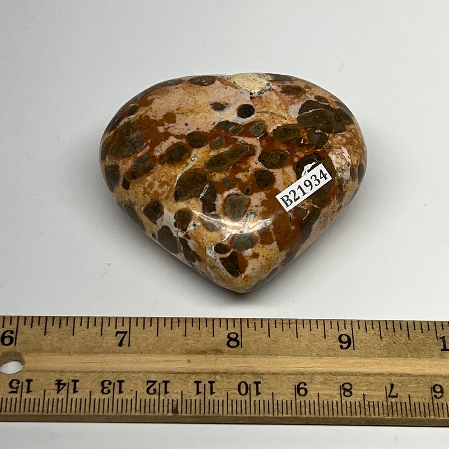153.1g,2.3"x2.6"x1.1" Fruit Jasper Heart Polished Healing Home Decor, B21934