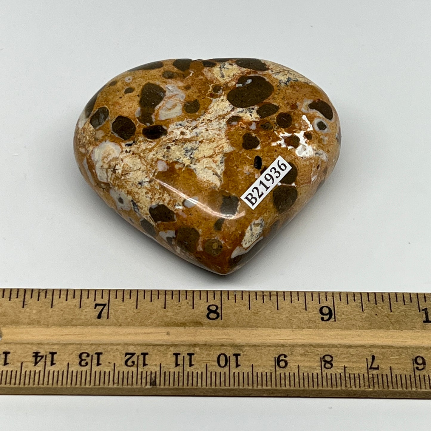 144.2g,2.3"x2.5"x1" Fruit Jasper Heart Polished Healing Home Decor, B21936