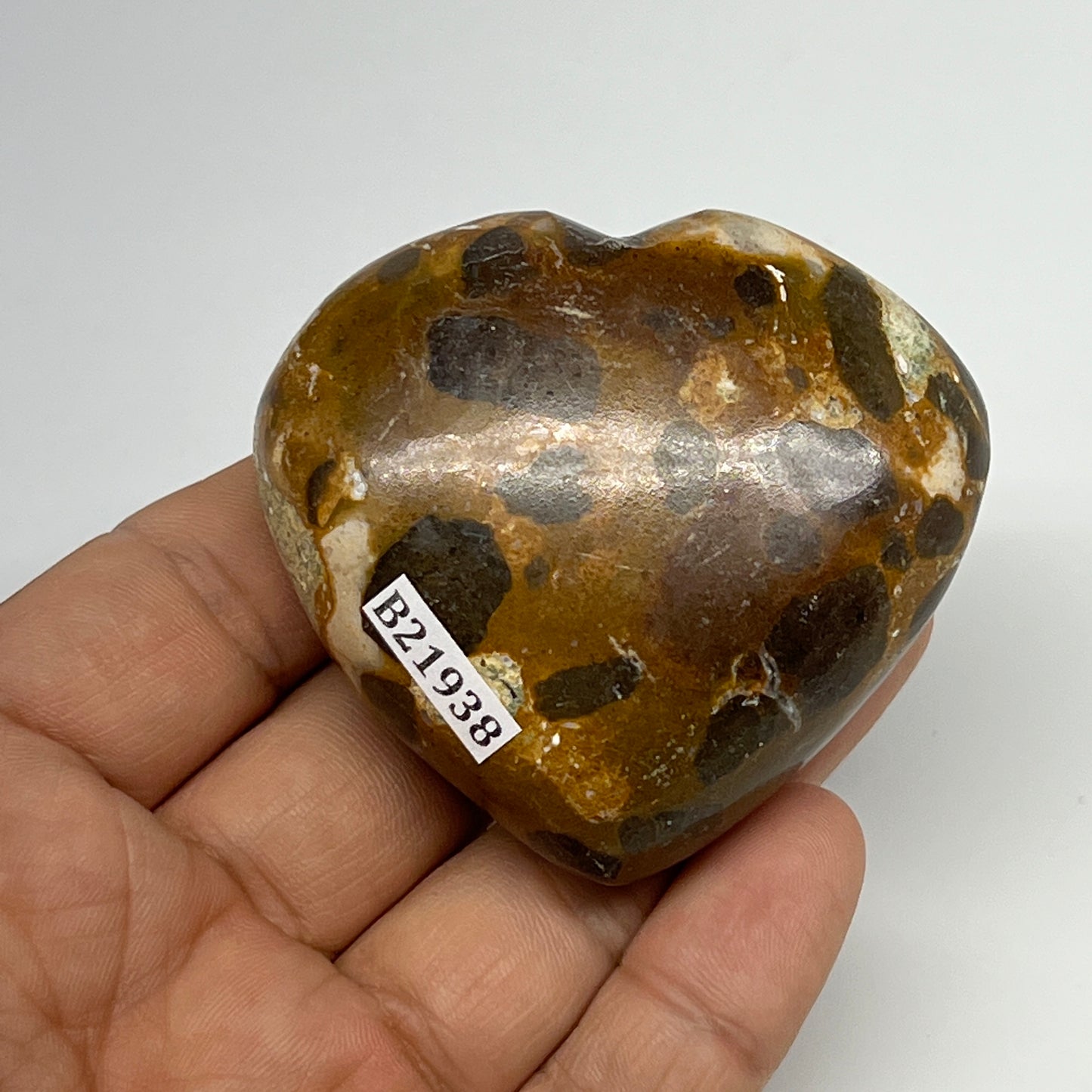 114.4g,2.1"x2.3"x1" Fruit Jasper Heart Polished Healing Home Decor, B21938