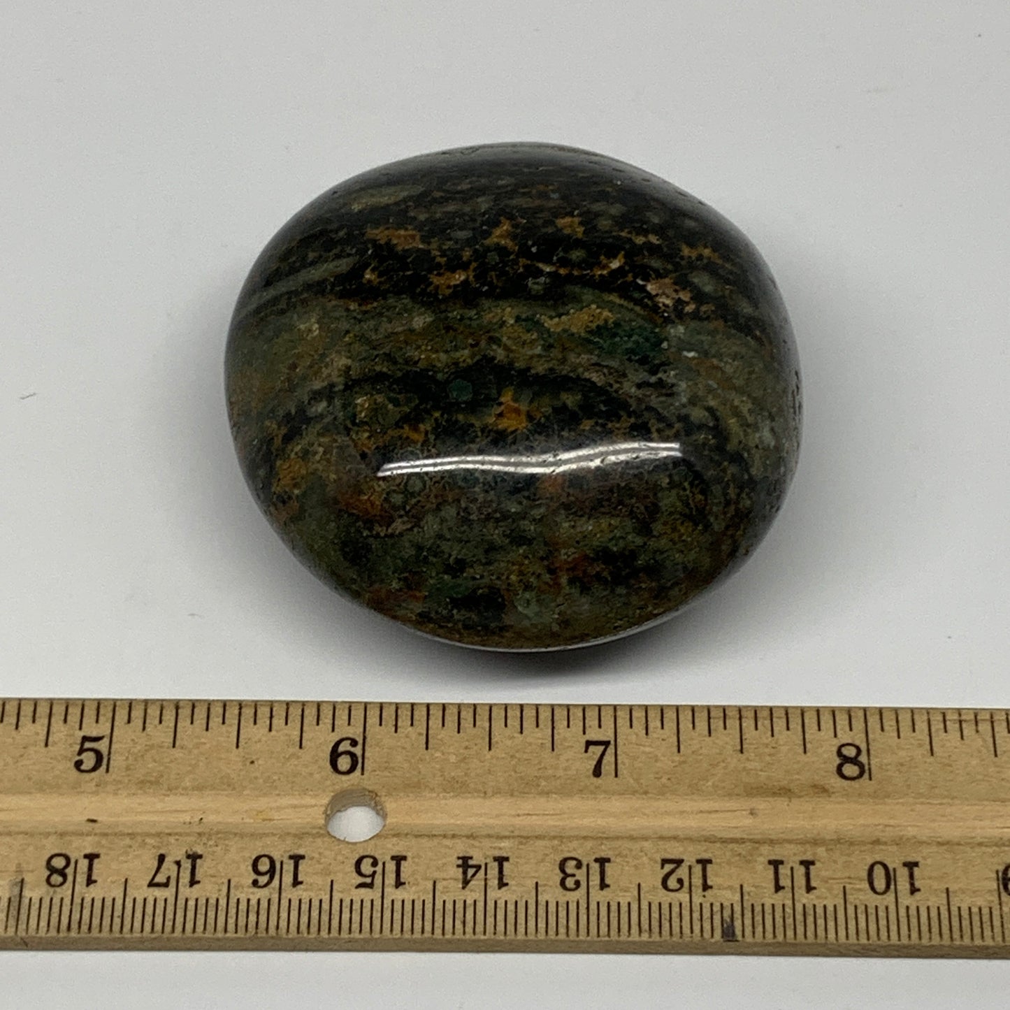 165.2g, 2.5"x2.4"x1.3" Ocean Jasper Palm-Stone Orbicular Jasper Reiki Energy,B15