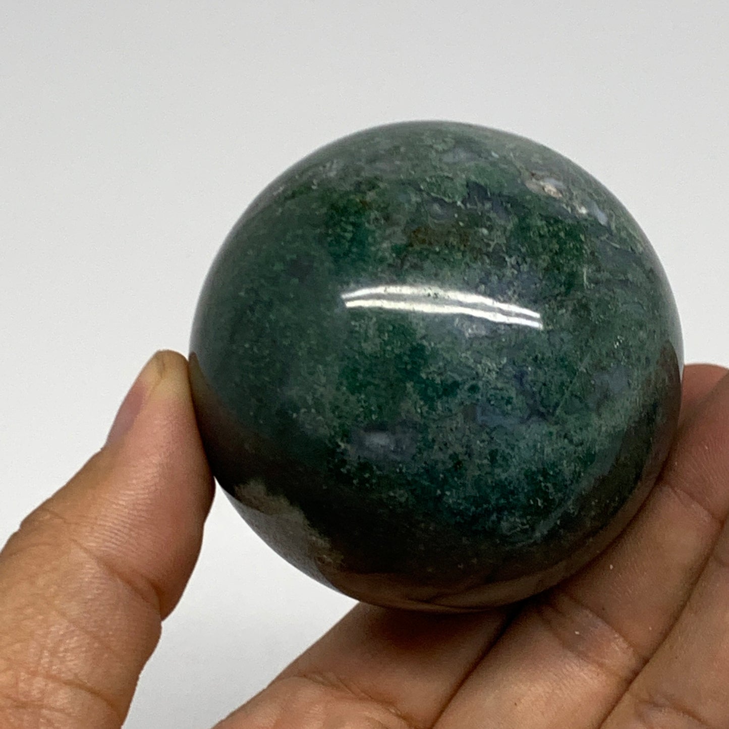 237.6g, 2.2"(56mm), Natural Moss Agate Sphere Ball Gemstone @India, B22424