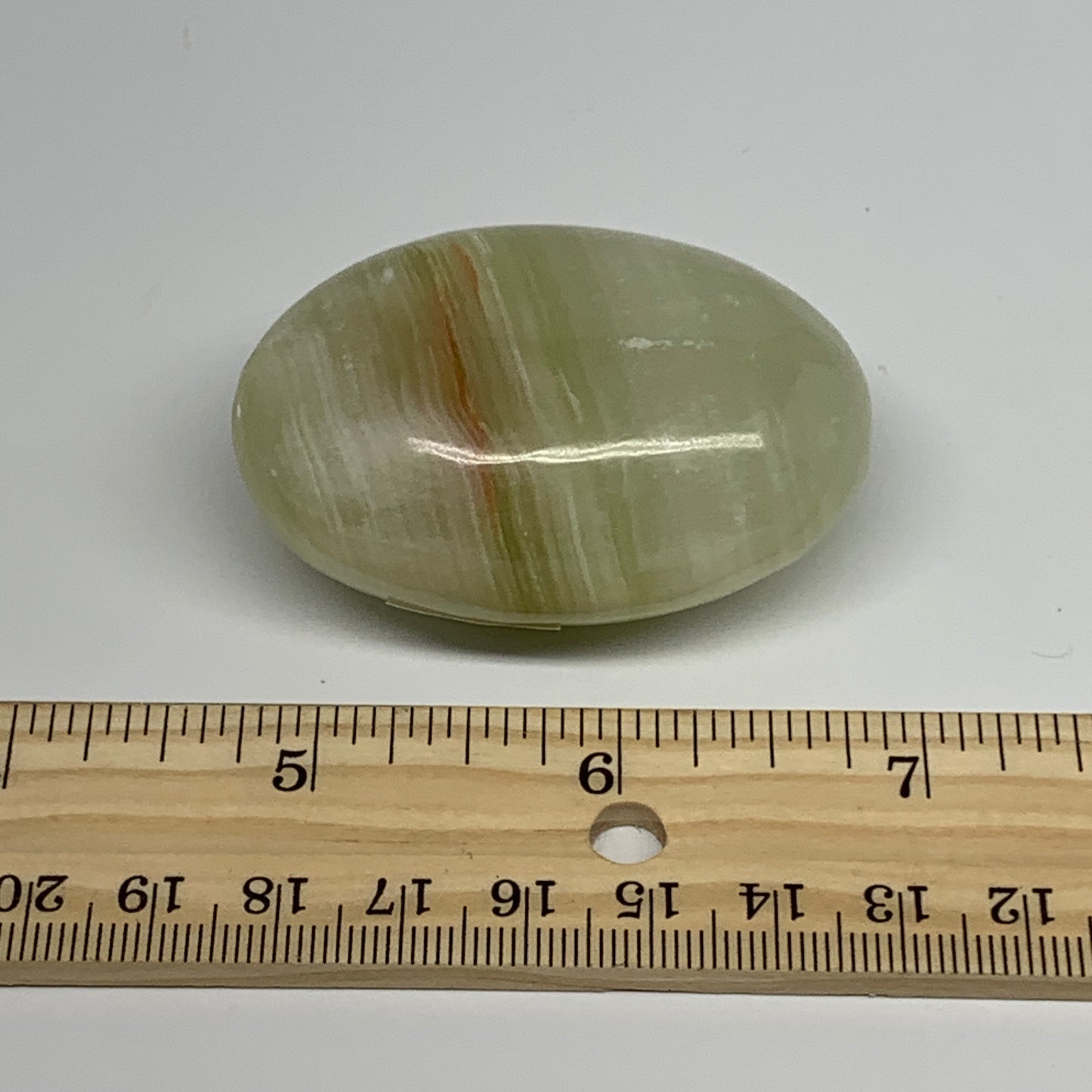 84.7g, 2.2"x1.5"x1" Natural Green Onyx Palm-Stone Reiki @Afghanistan, B26039