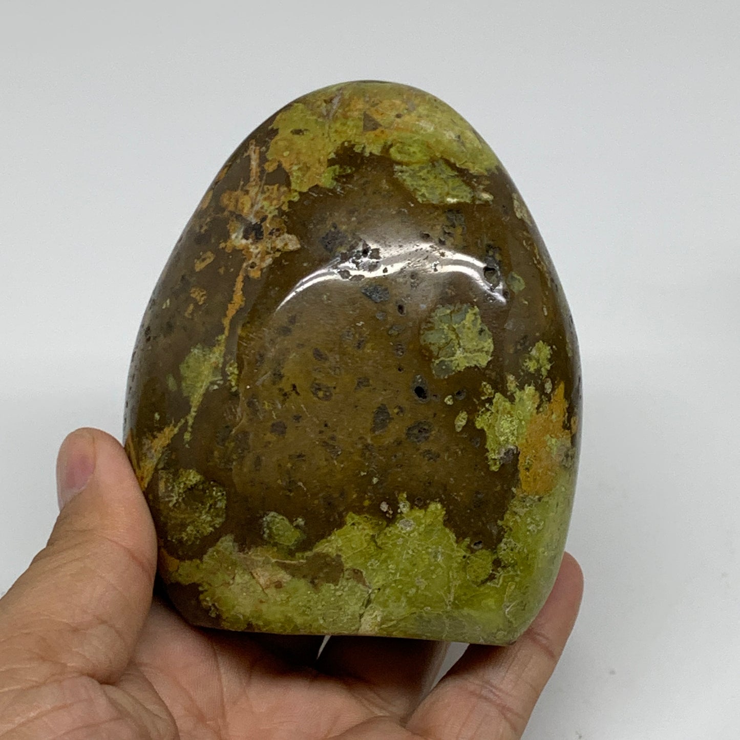 0.92 lbs, 3.6"x3"x1.8", Green Opal Crystal Freeform Polished Gemstone, B34153